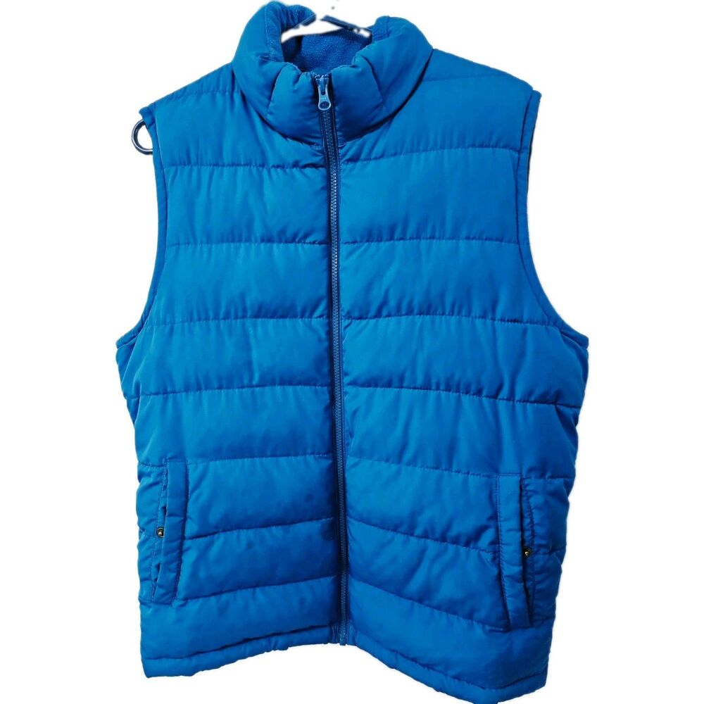 GAP Men's Blue Puffer Vest Full Zip Stand-Up Collar Regular Fit Size M